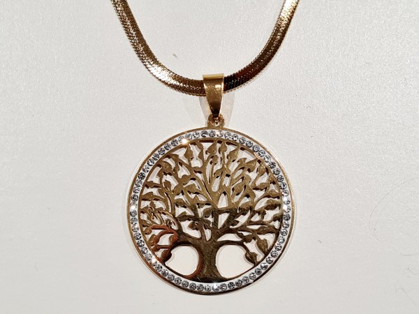 collier arbre de vie doré acier inoxydable